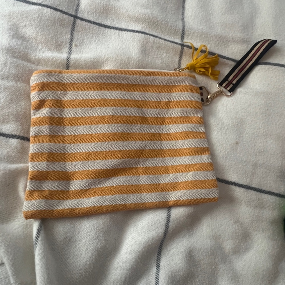 Striped Yellow and White Pouch